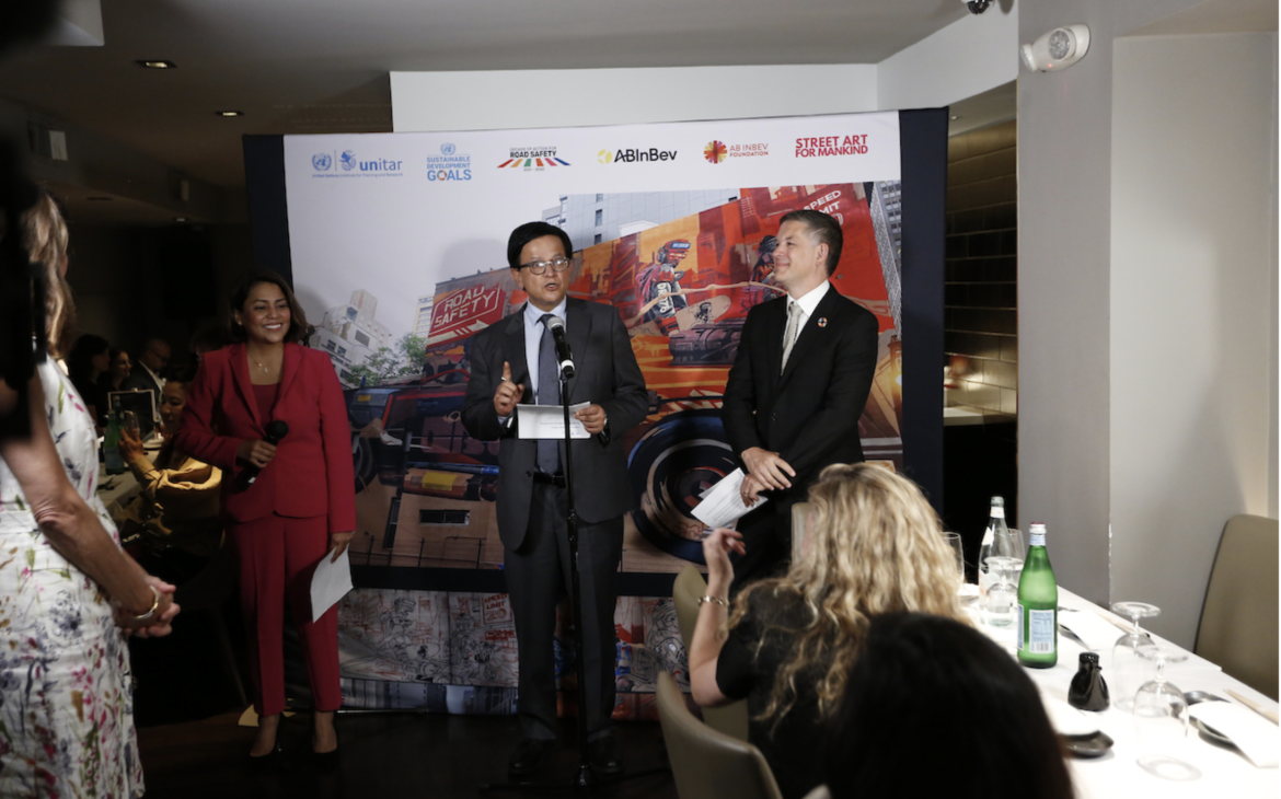 UNITAR presents Road Safety Mural to the City of New York to raise awareness about high-risk behaviours