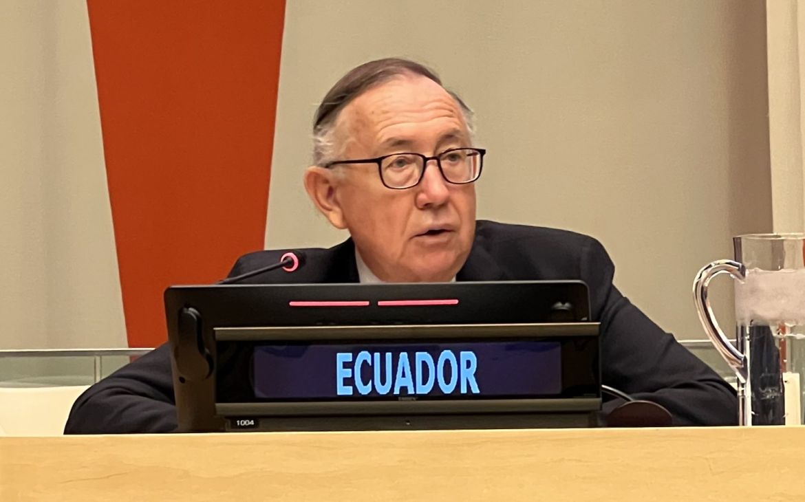 H.E. Ambassador Hernán Perez Loose speaking at the event