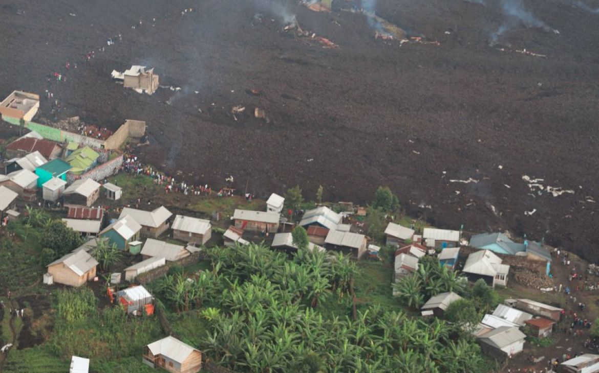 Photo of lava flow in Goma, DRC
