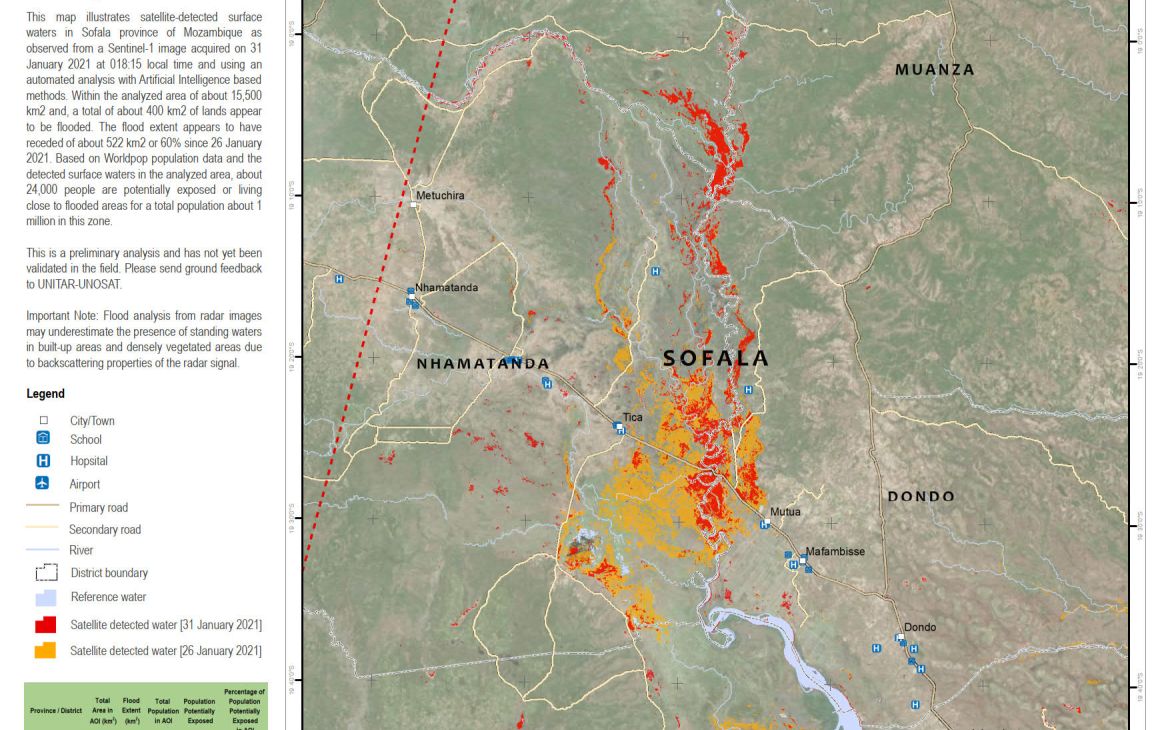 Map of Sofala province on 31st January 2021