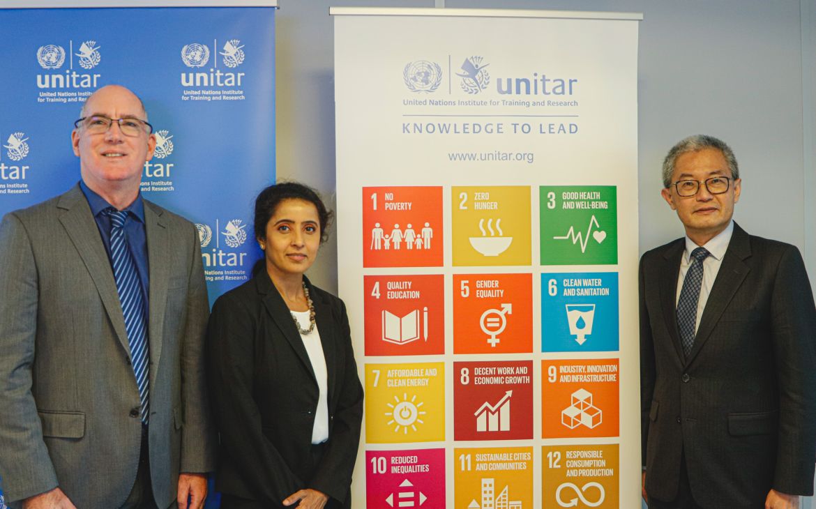 Signing Ceremony CIFAL Singapore - Associate Professor Adam Douglas Switzer, Professor Madhavi Srinivasan, and Professor Ling San