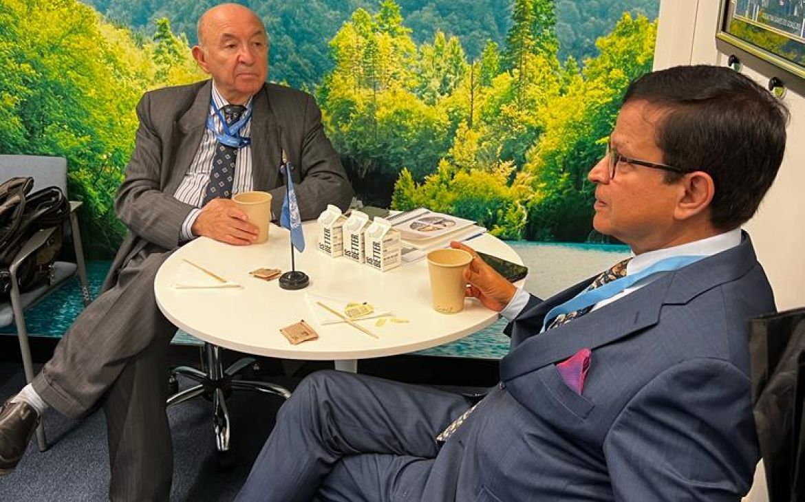 UNITAR Executive Director Mr. Nikhil Seth with Ambassador Luis Gallegos, Chair of the Board of Trustees of UNITAR