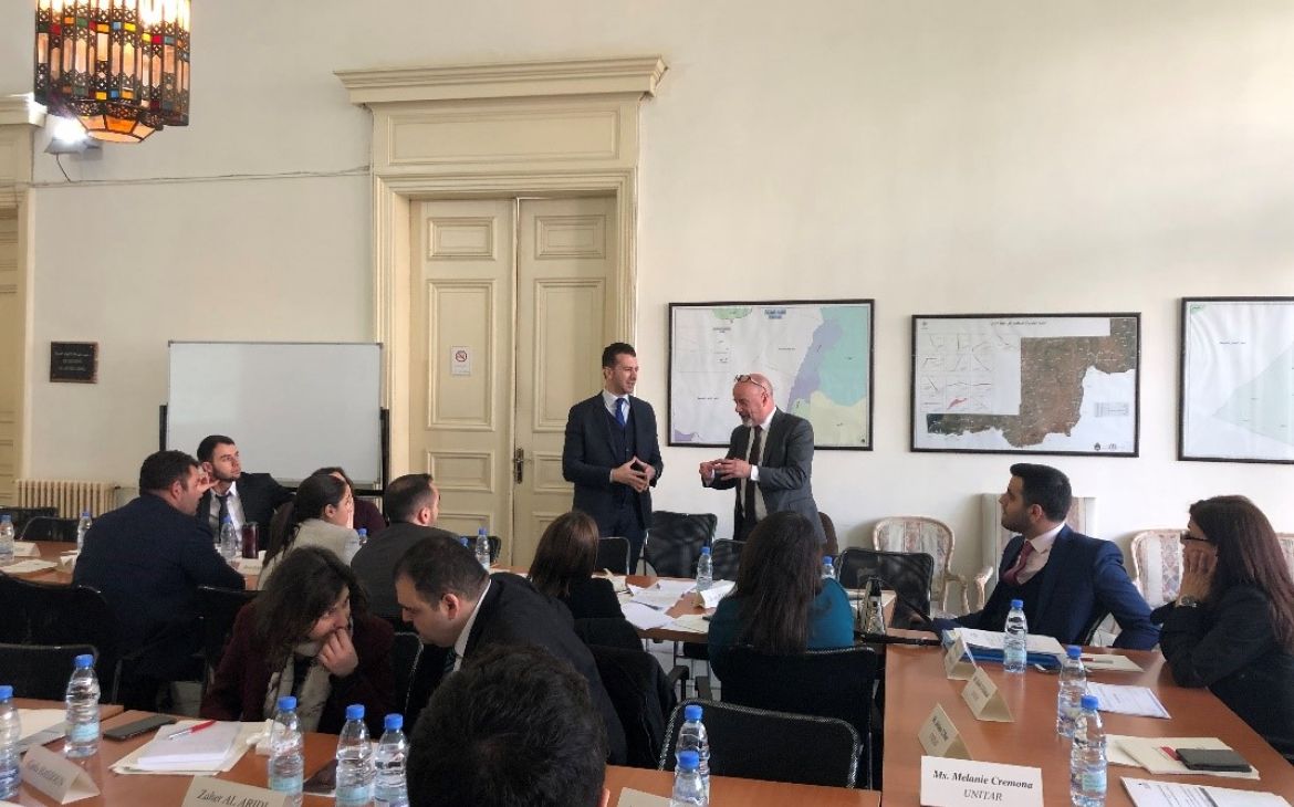 Mr. Jérôme L’Host and a diplomat the Ministry of Foreign Affairs and Emigrants of the Lebanese Republic practicing his public speaking skills. 