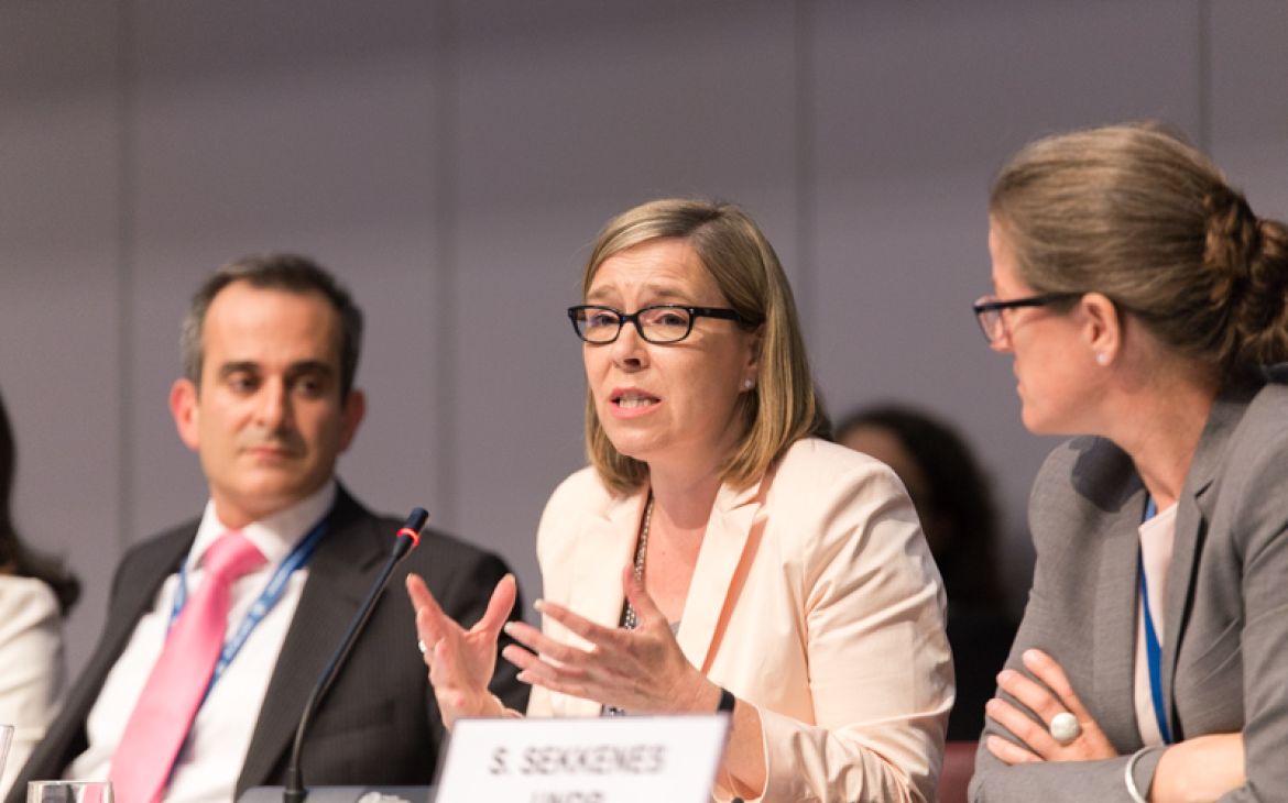 Ambassador Päivi Kairamo speaking at the High Level Panel on “Women in Diplomacy”