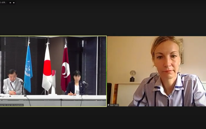 From left, Mr. Yukito Minowa, Ms. Chitose Arai, and Ms. Kaja Ciglic