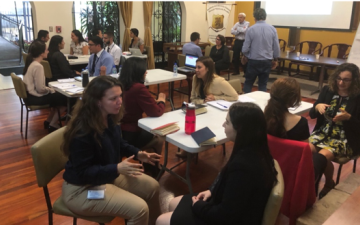 Paired participants developing listening skills