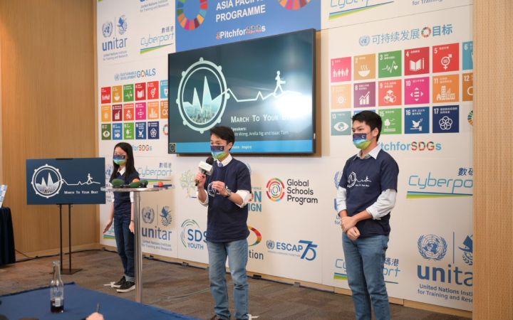 March To Your Beat team members: Arella Ng, Alvin Wong and Isaac Tam