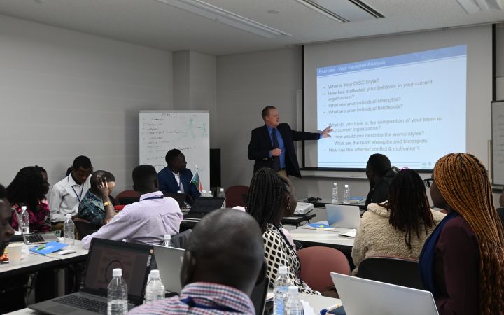 Resource person giving a lecture.