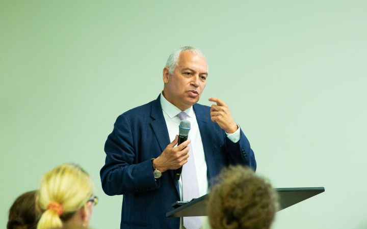 Mr. Marco A. Suazo, the Head of Office of UNITAR New York addresses UNITAR Global Diplomatic Initiative Trainees. 