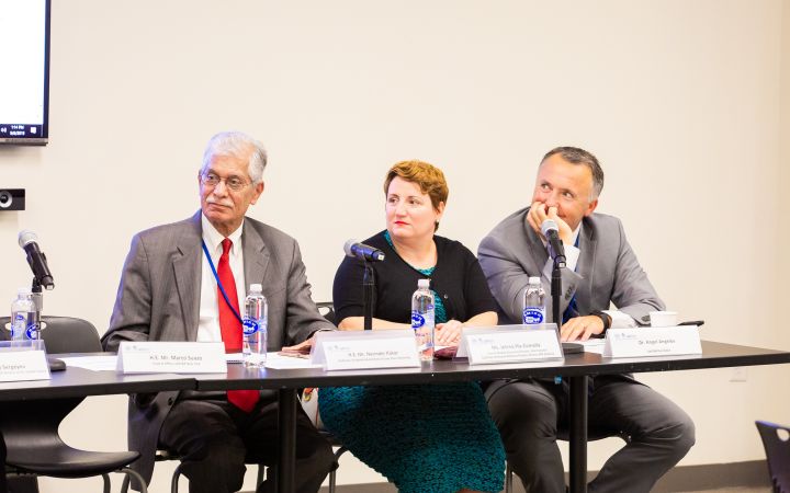 H.E. Mr. Narinder Kakar, Ms. Jelena Pia-Comella, Dr. Angel Angelov - Lecturers & Panelists for the UNITAR Global Diplomatic Initiative Programme