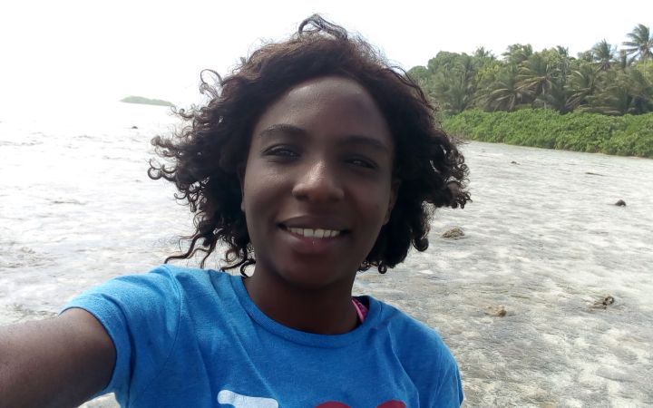 Ankia Chia at a beach in Micronesia 