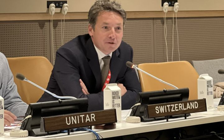 H.E. Mr. Adrian Hauri giving opening remarks