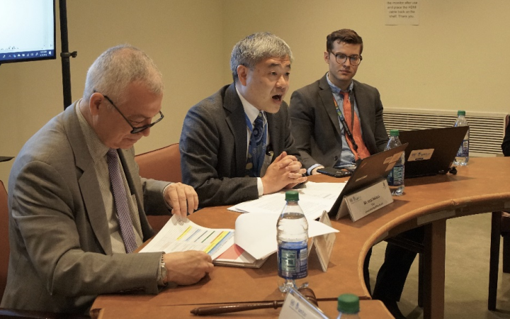 Mr. Kenji Nakano, Chief, General Assembly Affairs Branch presenting the first session.