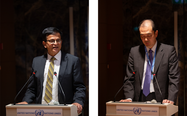 Mr. Nikhil Seth and H.E. Mr. Kozo Honsei at the Global Youth Climate Dialogue at the Palais des Nations. Photos: Lorenzo Franchi / UN CC:Learn
