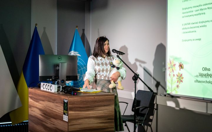 Ms. Olha Vovchok in UNITAR Bolstering Livelihoods: Digital Reskilling for Ukrainian Women Evacuees in Poland Training Programme