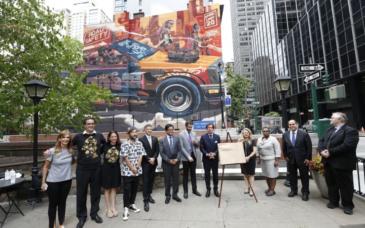 UNITAR presents Road Safety Mural to the City of New York to raise awareness about high-risk behaviours