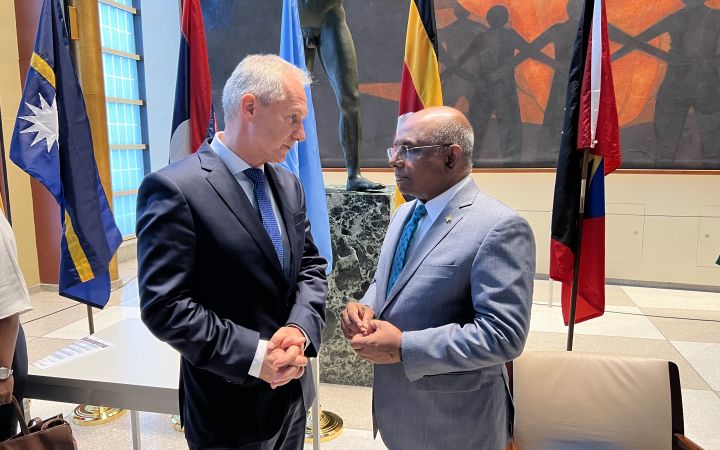 H.E. Mr. Csaba Korosi, PGA of the 77th session, and H.E. Mr. Abdulla Shahid, PGA of the 76th session