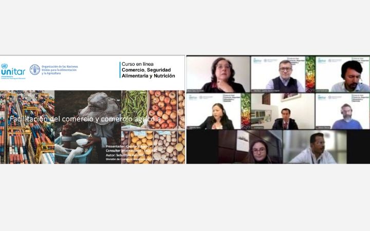 Experts facilitating the FAO-UNITAR webinar as part of the weekly course interaction with the learners.