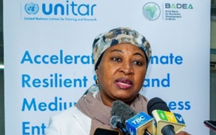 National Economic Empowerment Council Executive Secretary Madam Beng'i Mazana Issa giving her remarks