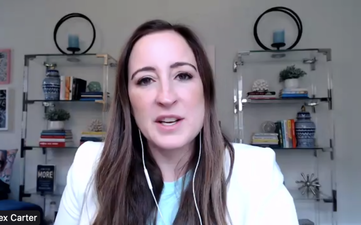 Professor Alexandra Carter addresses the participants