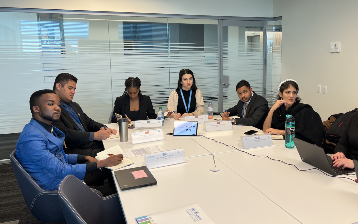A group of 6 fellows sitting in a conference room