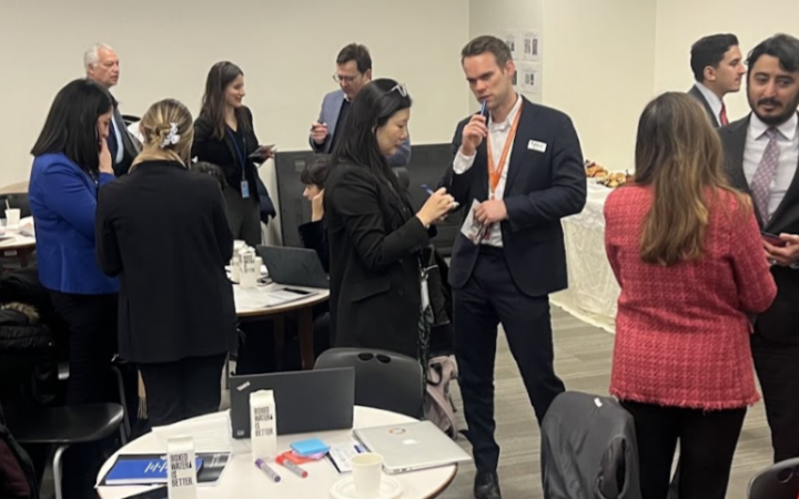 Attendees participate in an ice breaker