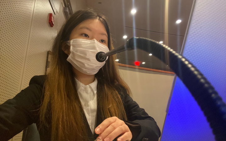 Sena Chang at her station at the UN General Assembly Hall