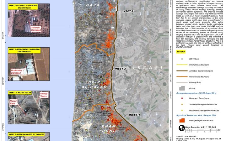 Map of damages to agricultural areas and greenhouses