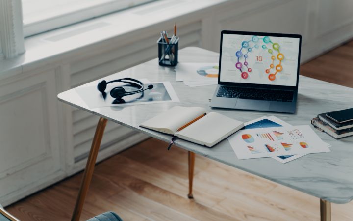 modern workplace with laptop