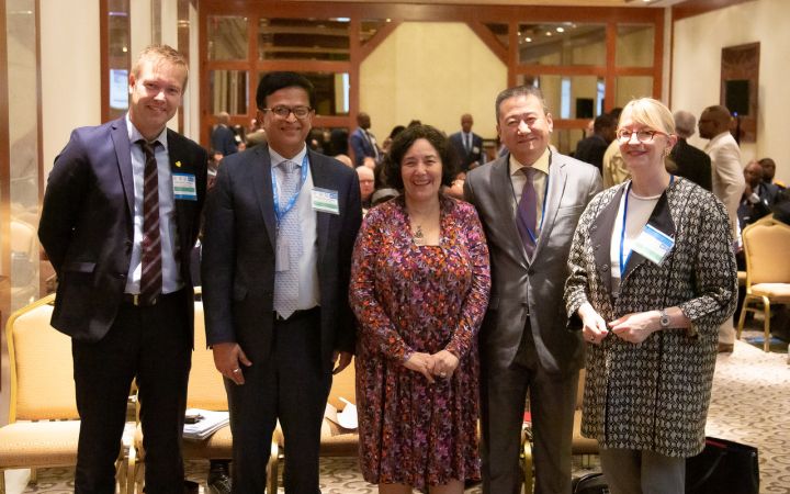 Mr. Nikhil Seth with Mr. Huang Xia, Ms. Leila Zerrougui and other Facilitators.