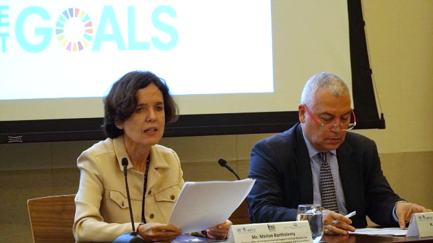Ms. Marion Barthelemy, Director of the Office of Intergovernmental Support and Coordination for Sustainable Development in the Department of Economic and Social Affairs, talking about the relationship between the General Assembly and the Economic and Social Council (ECOSOC). Photo: UNITAR.