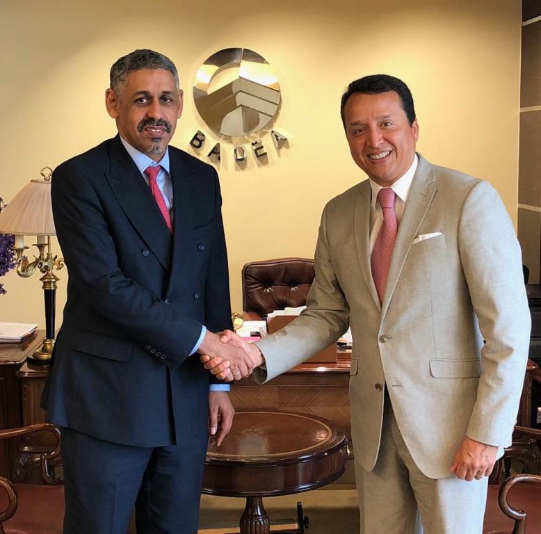 Mr Alexander Mejia meeting the Director General of BADEA, H.E. Dr Sidi Ould Tah in Khartoum, Sudan.