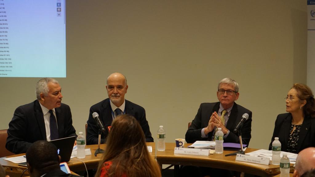 DPR H.E. Mr Lambertini joins Mr. Larry Johnson and Ms. Maria Maldonado for the opening of the briefing