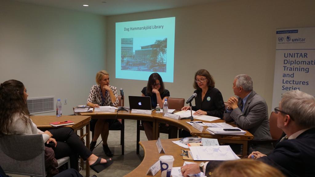 Ms. Ramona Kohrs, Ms. Lisa Orrenius and Ms. Susan Gourd speak about the Dag Hammarskjold Library